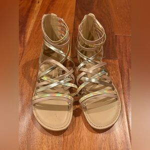 Cat & Jack Elegant Girl’s Gladiator Sandals in Tan, Silver & Iridescent Colors